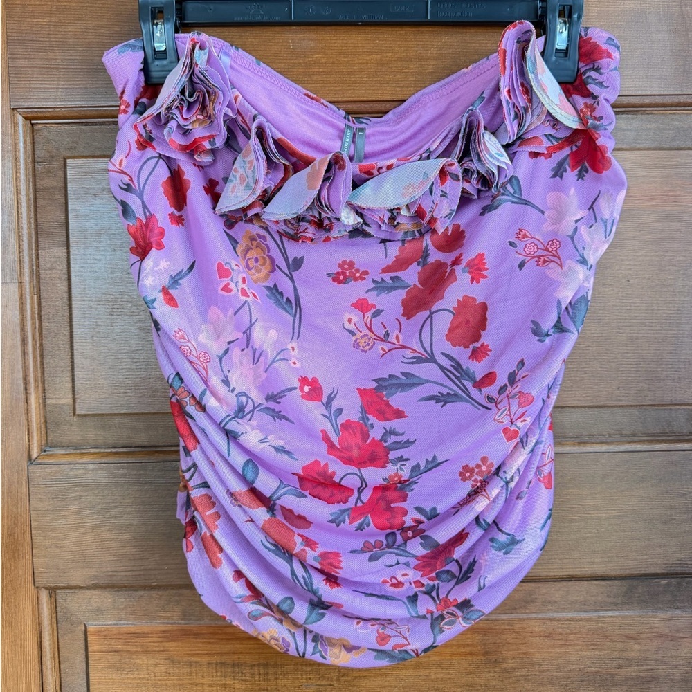 By Anthropologie 3D Floral Tube Top - Picture 2 of 4